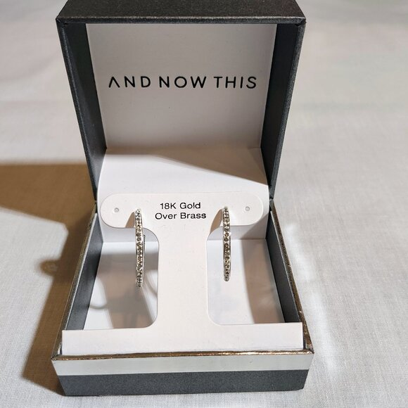 NWT And Now This Hoop Earrings 18K Gold Over Brass - Picture 2 of 3